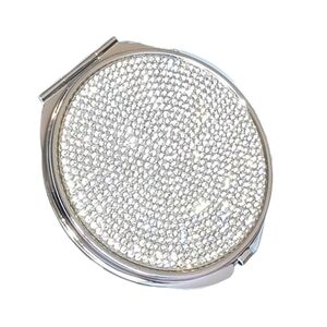 Danielle Creations Silver Rhinestone Compact Mirror